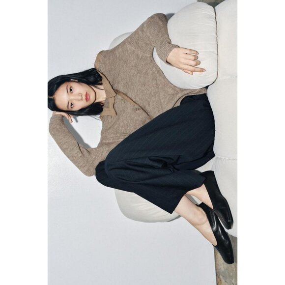 ZARA SQUARE TOE LEATHER BALLET FLATS - Picture 2 of 5